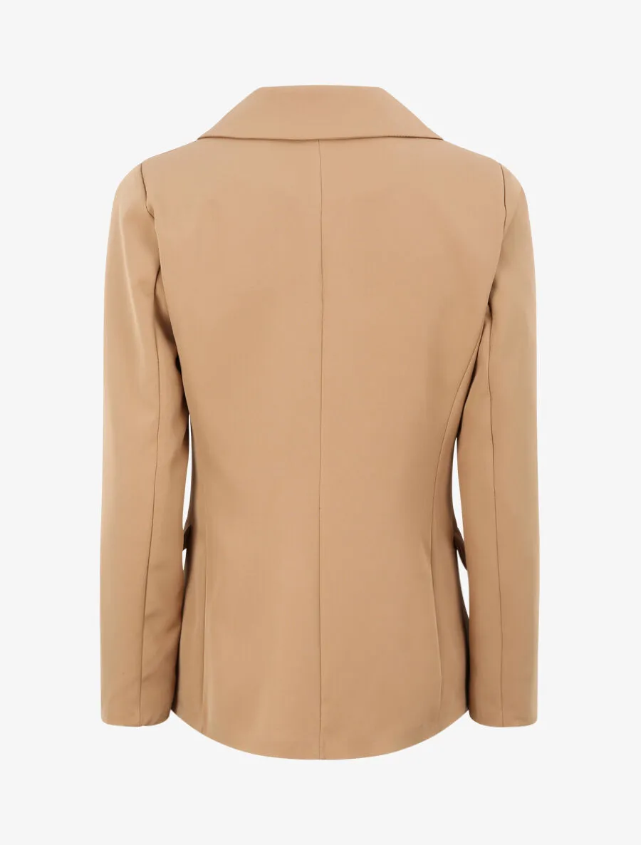 Blazer long croisé à boutons stylisés - Camel