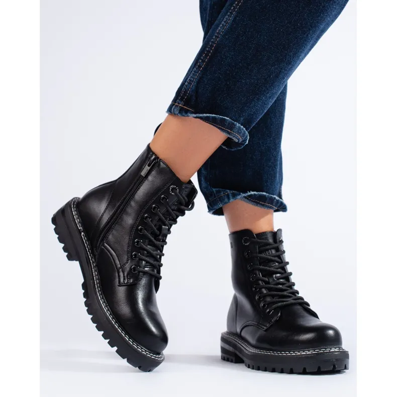Bottes à lacets pour femmes noires Big Star KK274538 le noir