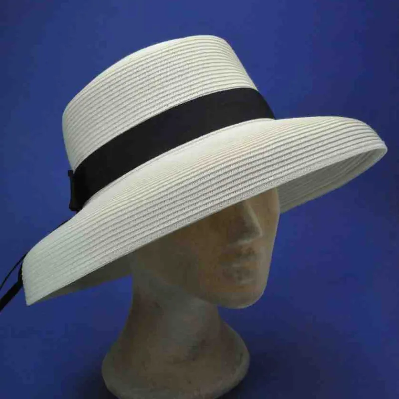Capeline tresse fine à grands bords couleur naturelle | Chapeau femme
