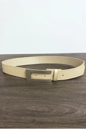 Ceinture beige en simili avec boucle rectangulaire