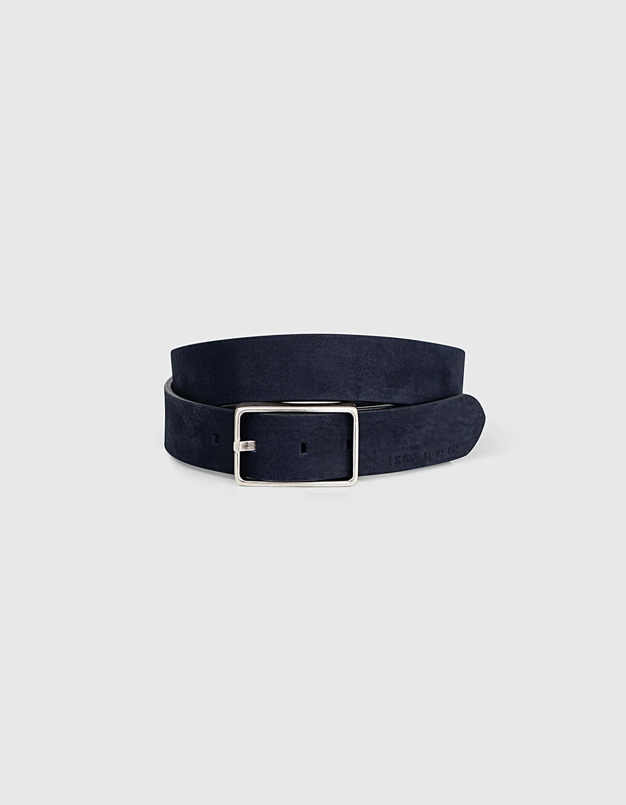 Ceinture bleu marine en cuir nubuck Homme