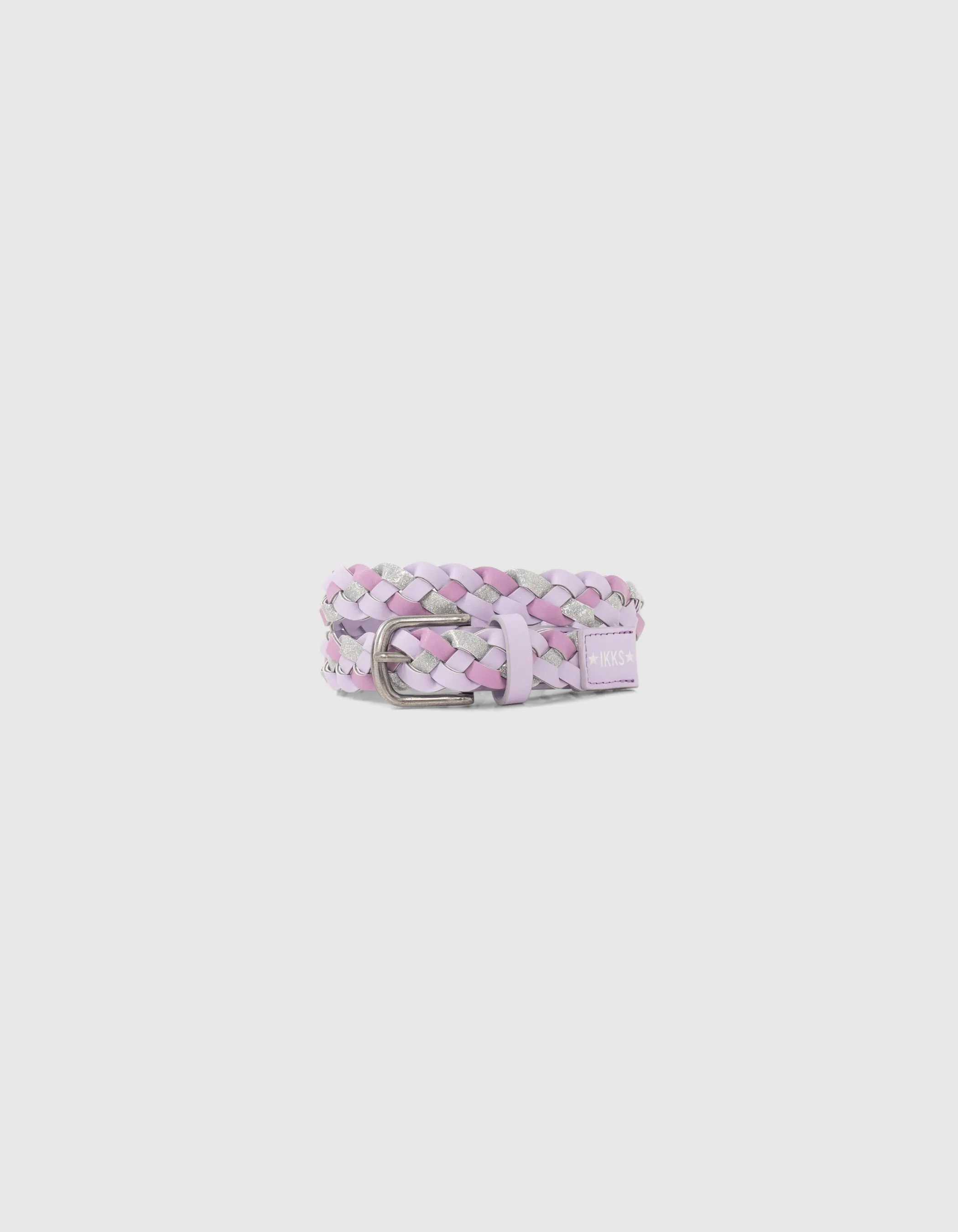 Ceinture parme et argent tressée fille