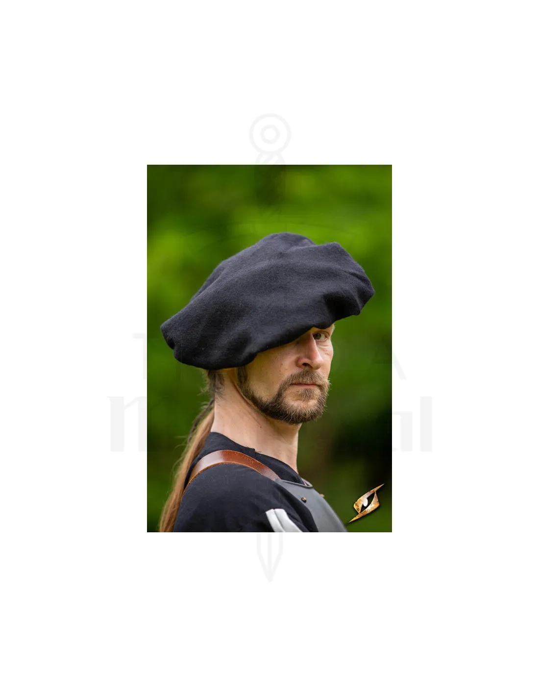Chapeau de ménestrel médiéval en laine, noir-rouge-vert ⚔️ Boutique Épées