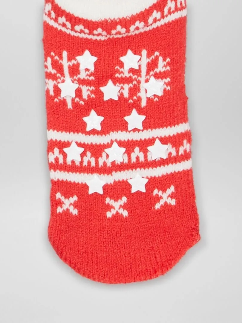 Chaussons chaussettes de Noël - Lot de 2 - Rouge/marine