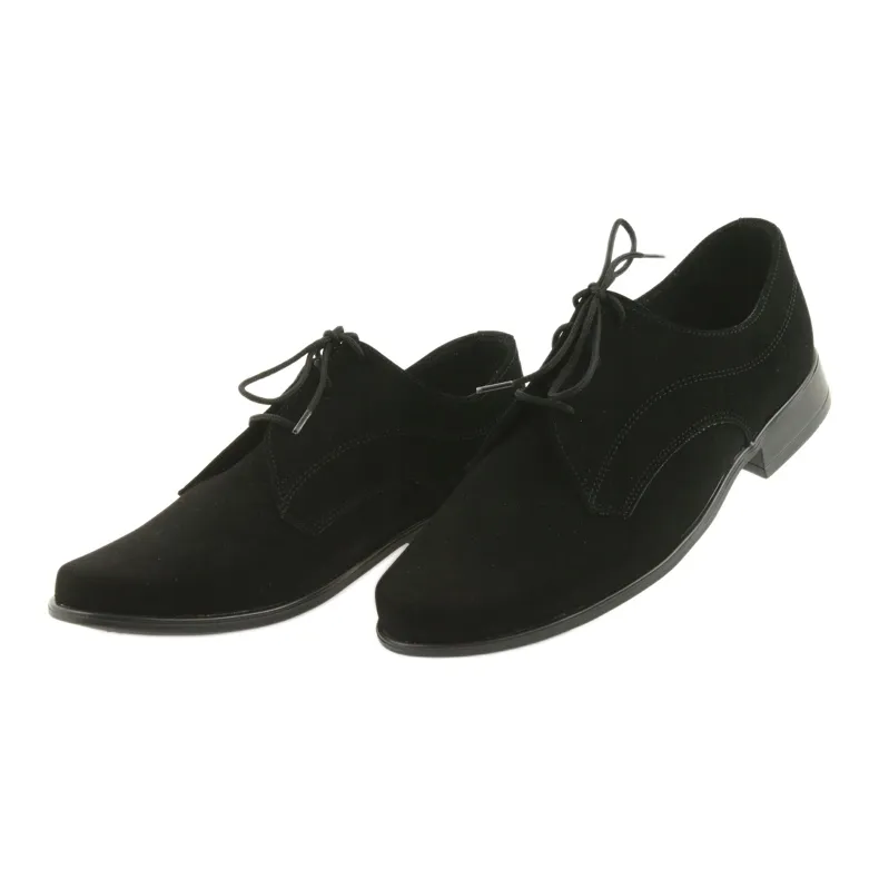 Chaussures basses pour enfants Miko, chaussures de première communion en daim le noir
