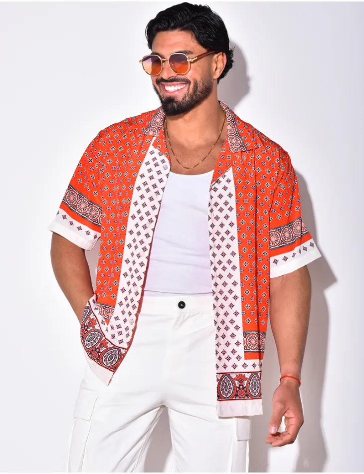 Chemise manches courtes motifs géométrique / 51455 - JEANS INDUSTRY