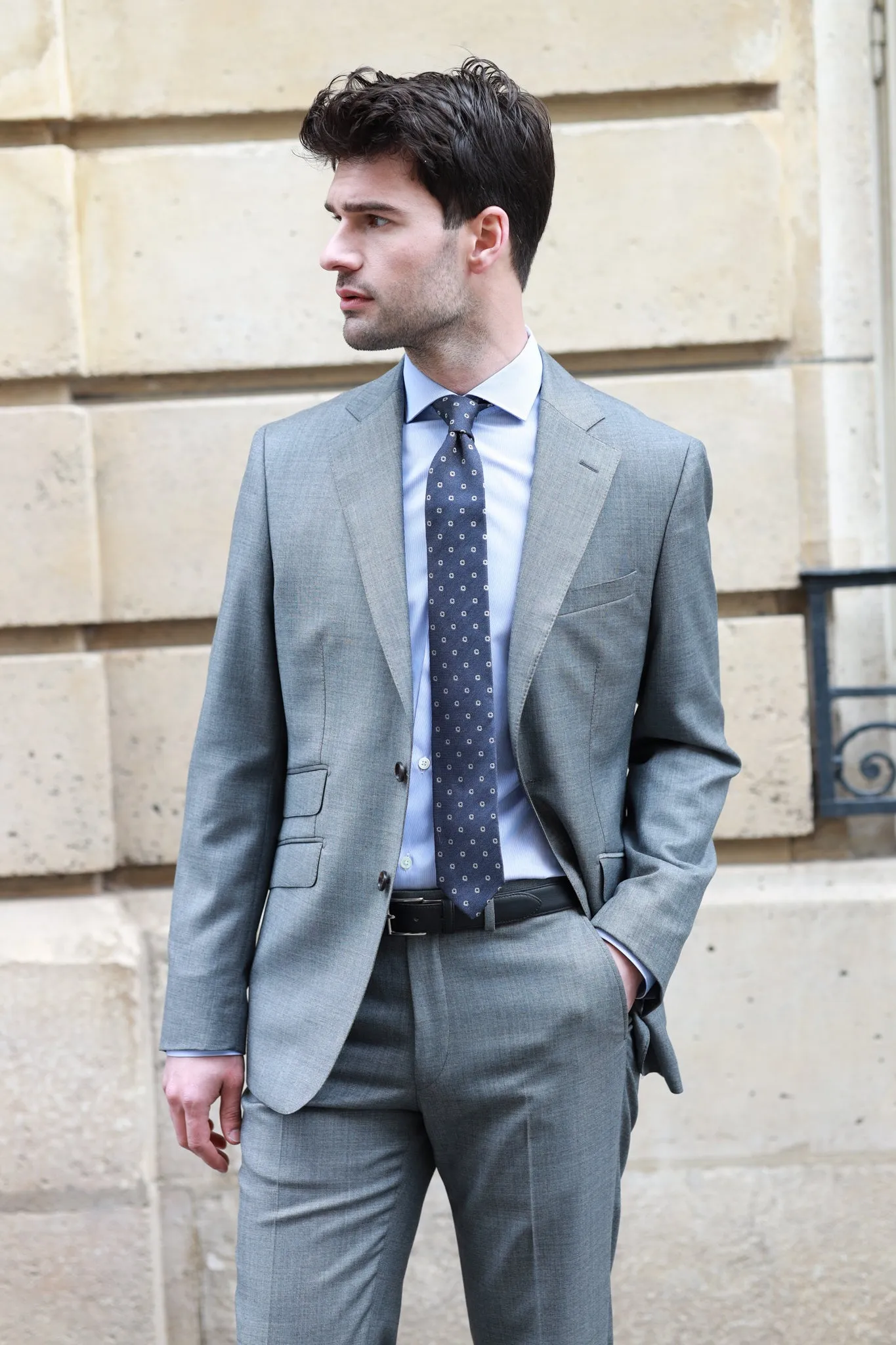 Costume Goal en laine Super 110's - Gris Moyen