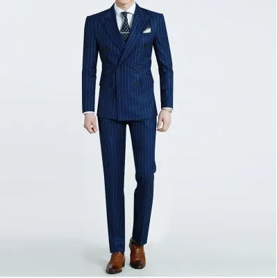 Costume à rayures sur mesure homme double boutonnage vintage