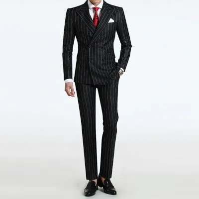 Costume à rayures sur mesure homme double boutonnage vintage