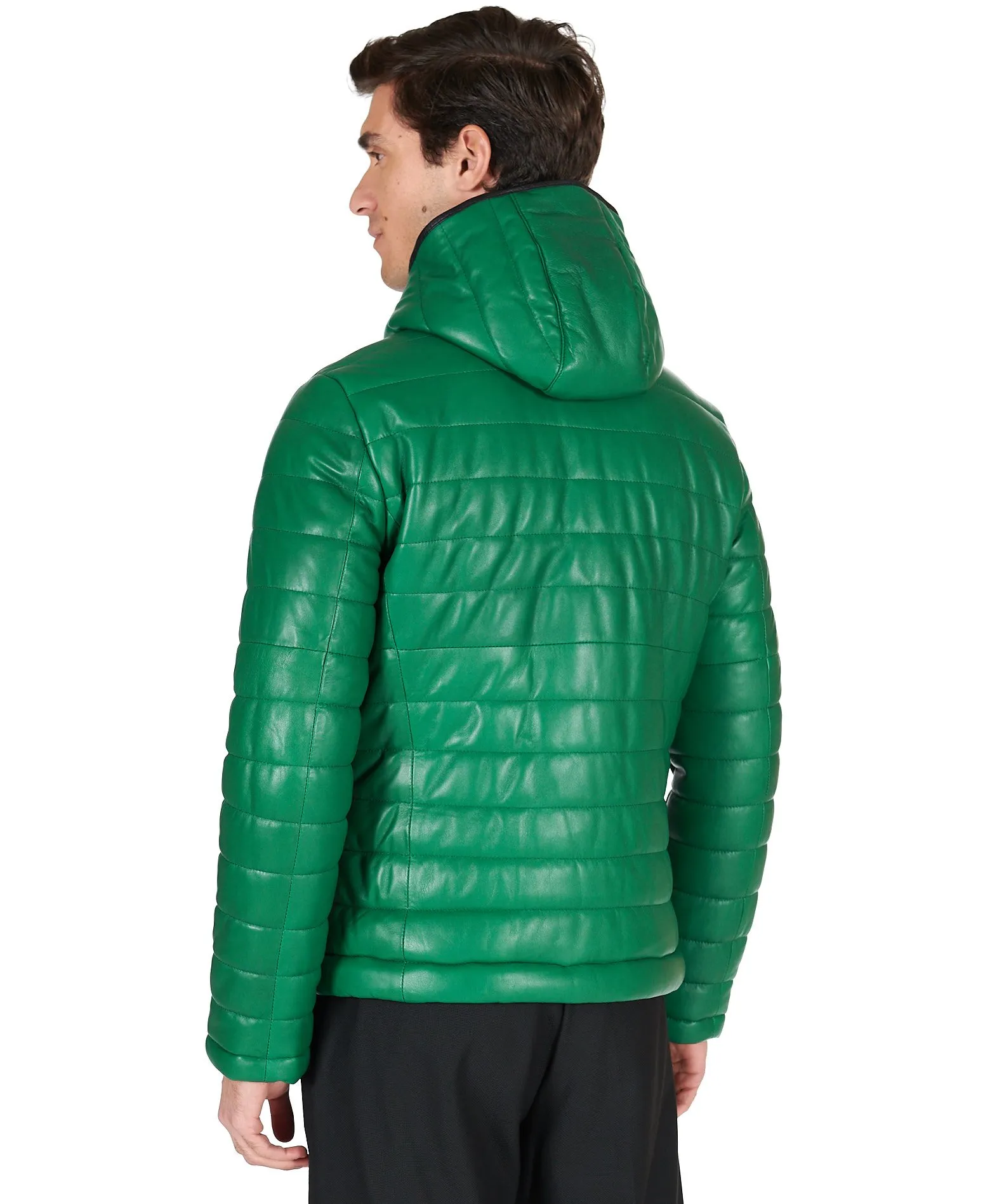Doudoune cuir homme blouson cuir homme vert Teo