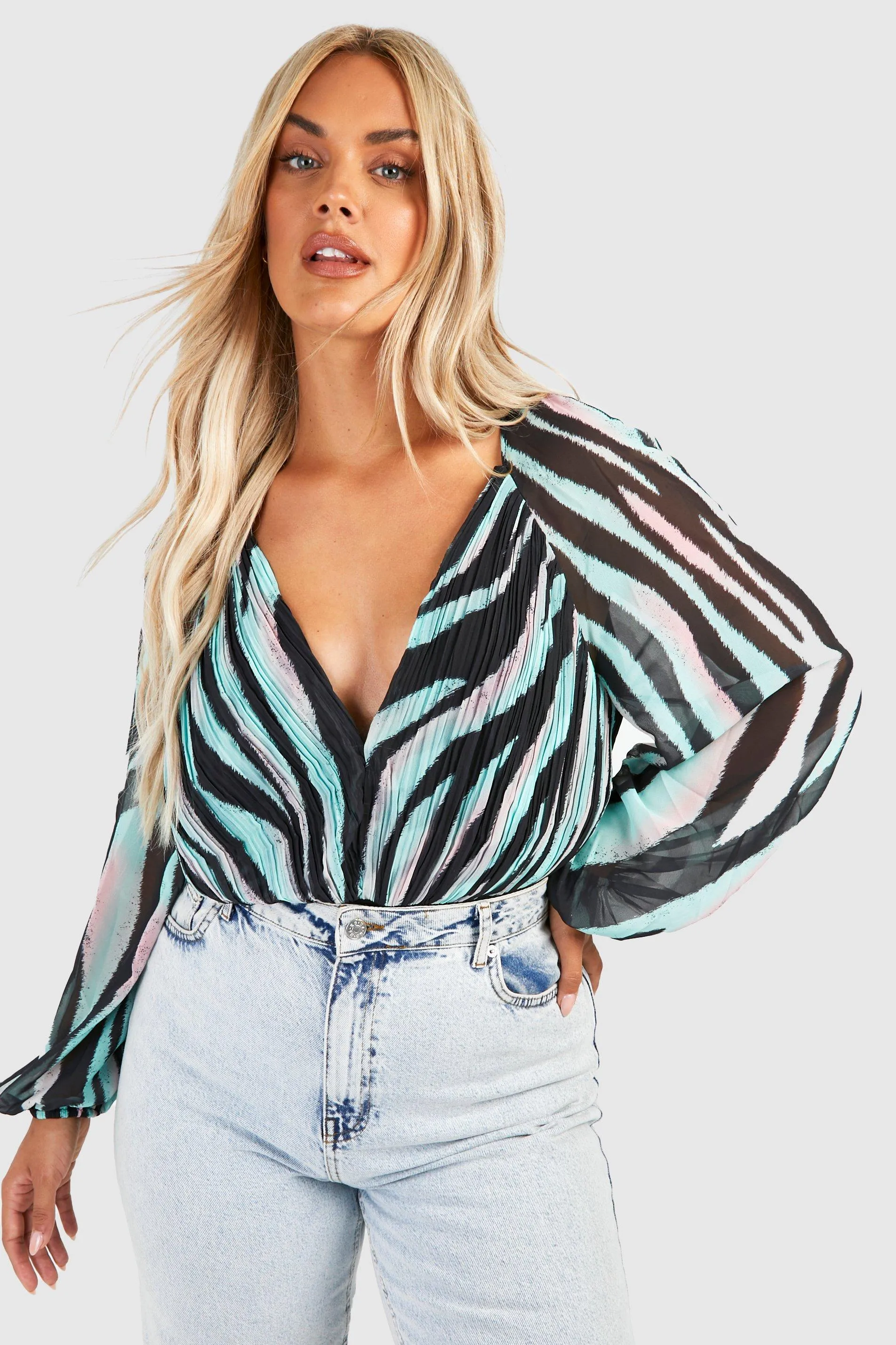 Grande taille - Body zébré plissé