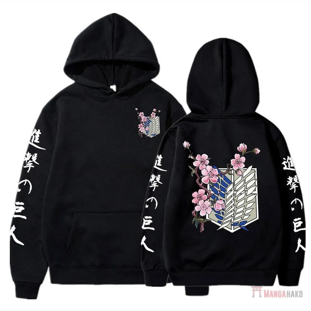 Hoodie Imprimé l'Attaque Des Titans Logo Fleur de Cerisier