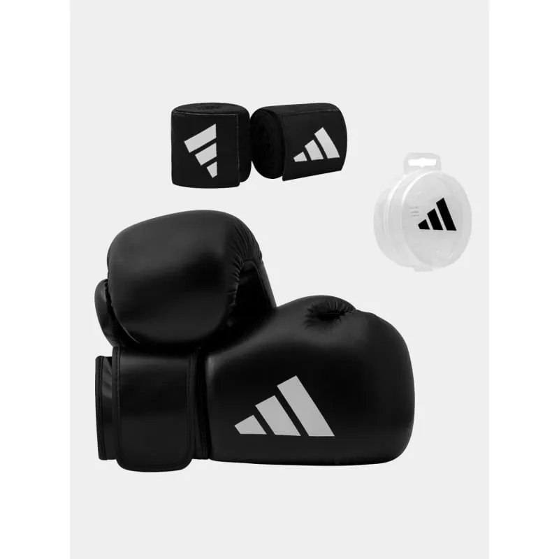 Kit de boxe bandes+gants+protège-dents blanc/noir - Adidas | wimod