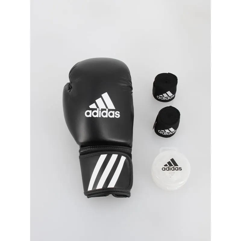Kit de boxe bandes+gants+protège-dents blanc/noir - Adidas | wimod