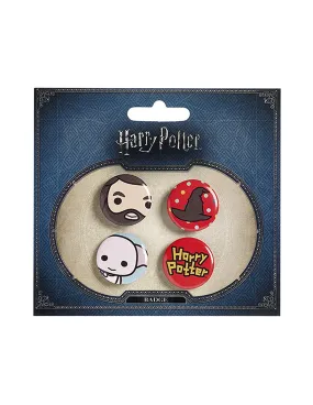 Lot de 4 badges, Hagrid, Chapeau, Dobby et Harry Potter ⚔️ Boutique Épées