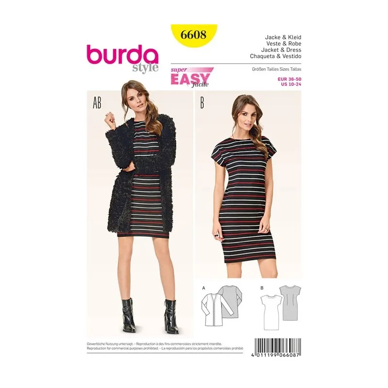 Patron Femme Veste & Robe Burda n°6608
