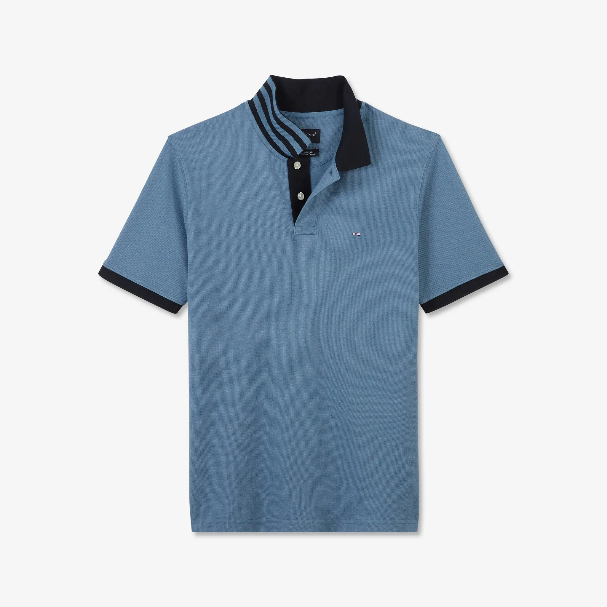 Polo bleu foncé piqué en coton Pima