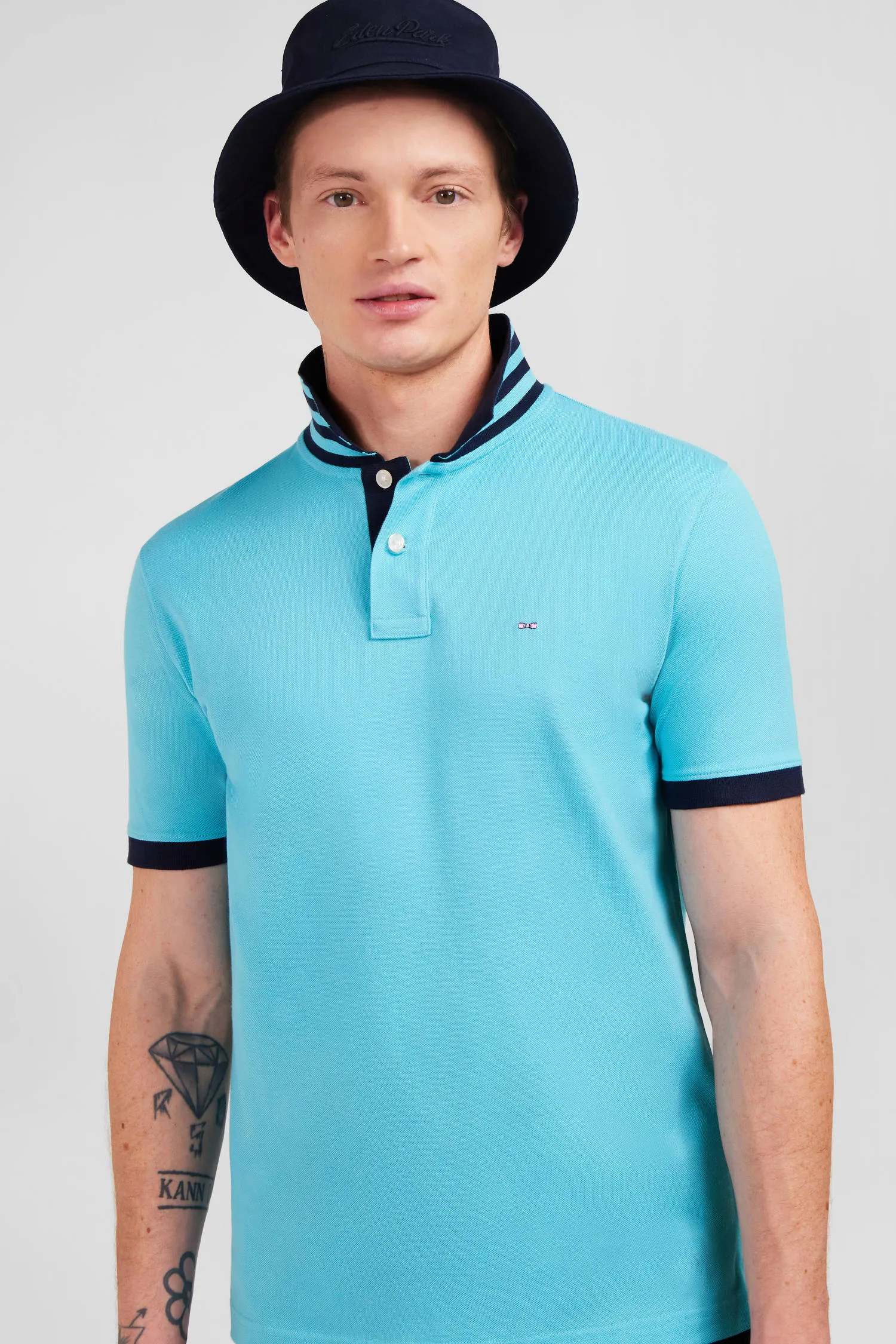 Polo bleu turquoise manches courtes