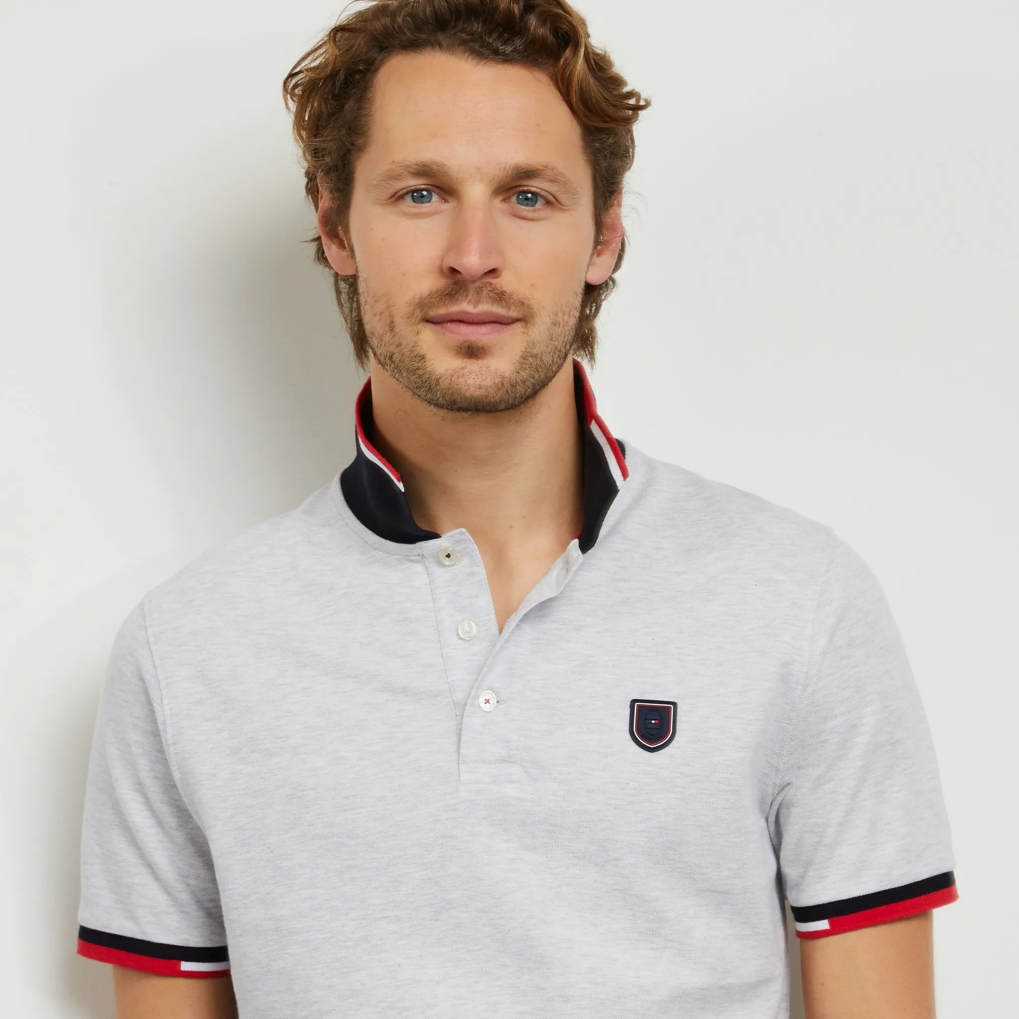 Polo gris en coton piqué