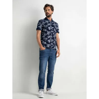 Polo manches courtes imprimé tropical - Midnight Navy - Petrol Industries