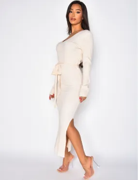 Robe longue côtelé à fente / 43361 - JEANS INDUSTRY