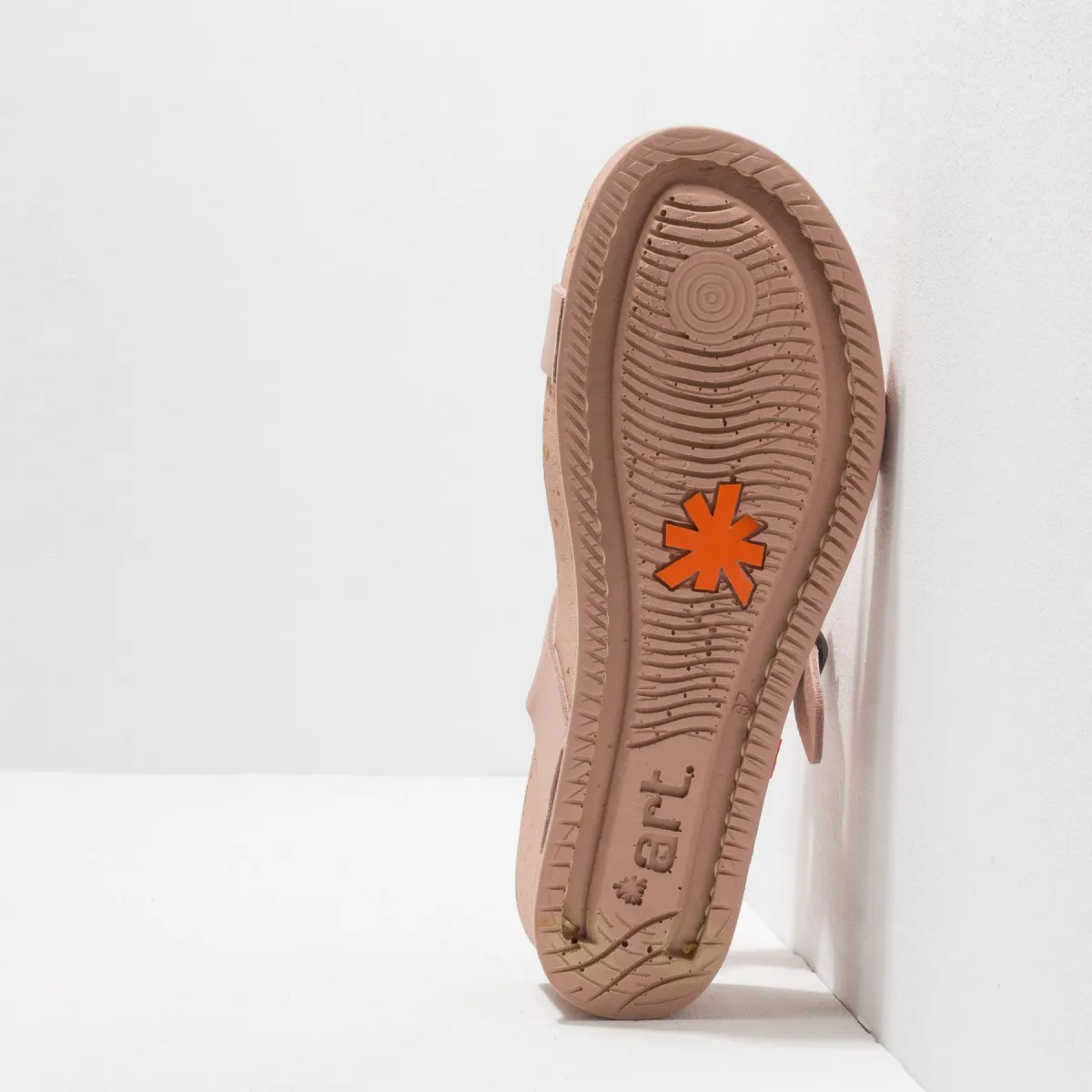 Sandales compensées en cuir à talon moucheté - Rose