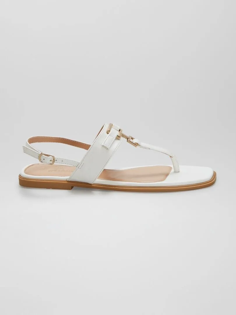 Sandales plates avec entre-doigts - Blanc