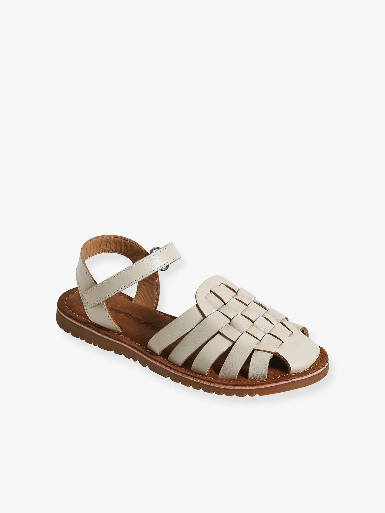 Sandales scratchées cuir enfant écru - Vertbaudet