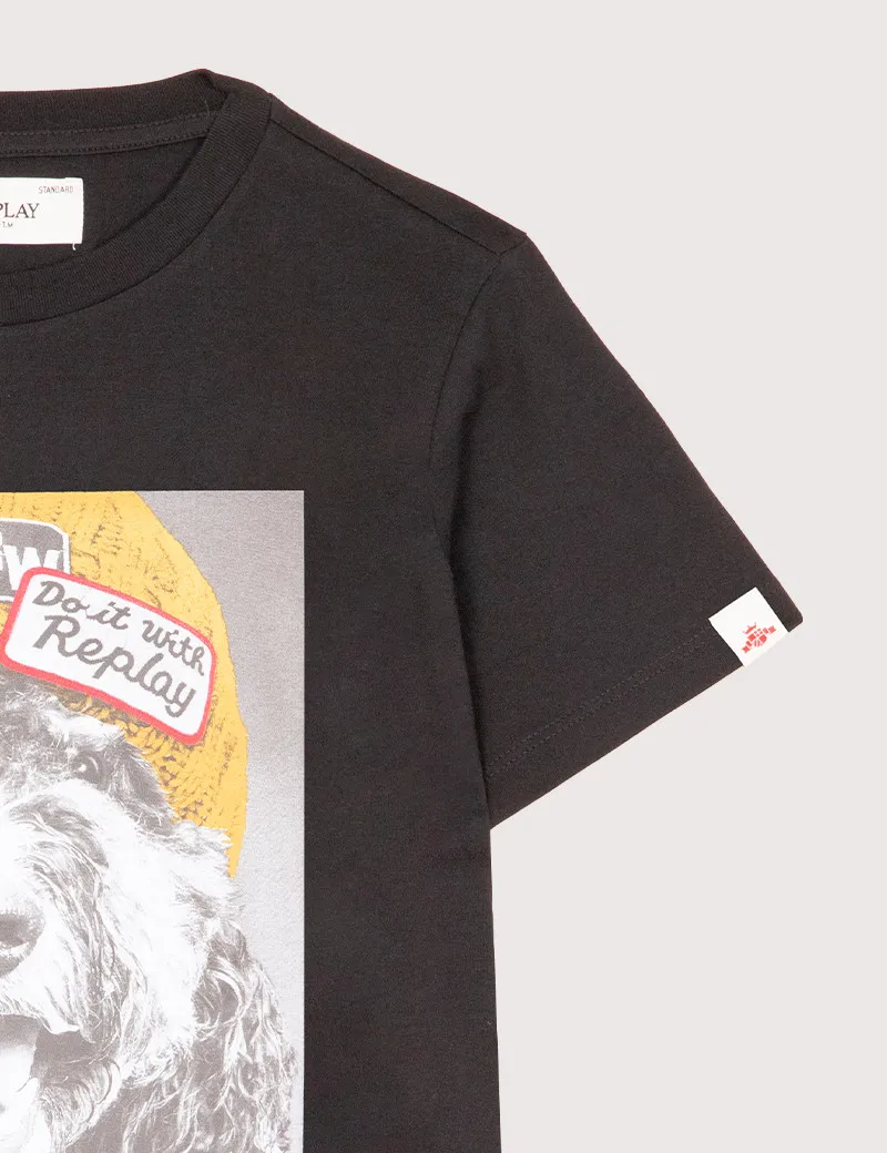 T-Shirt Homme Manches Courtes Imprimé Noir