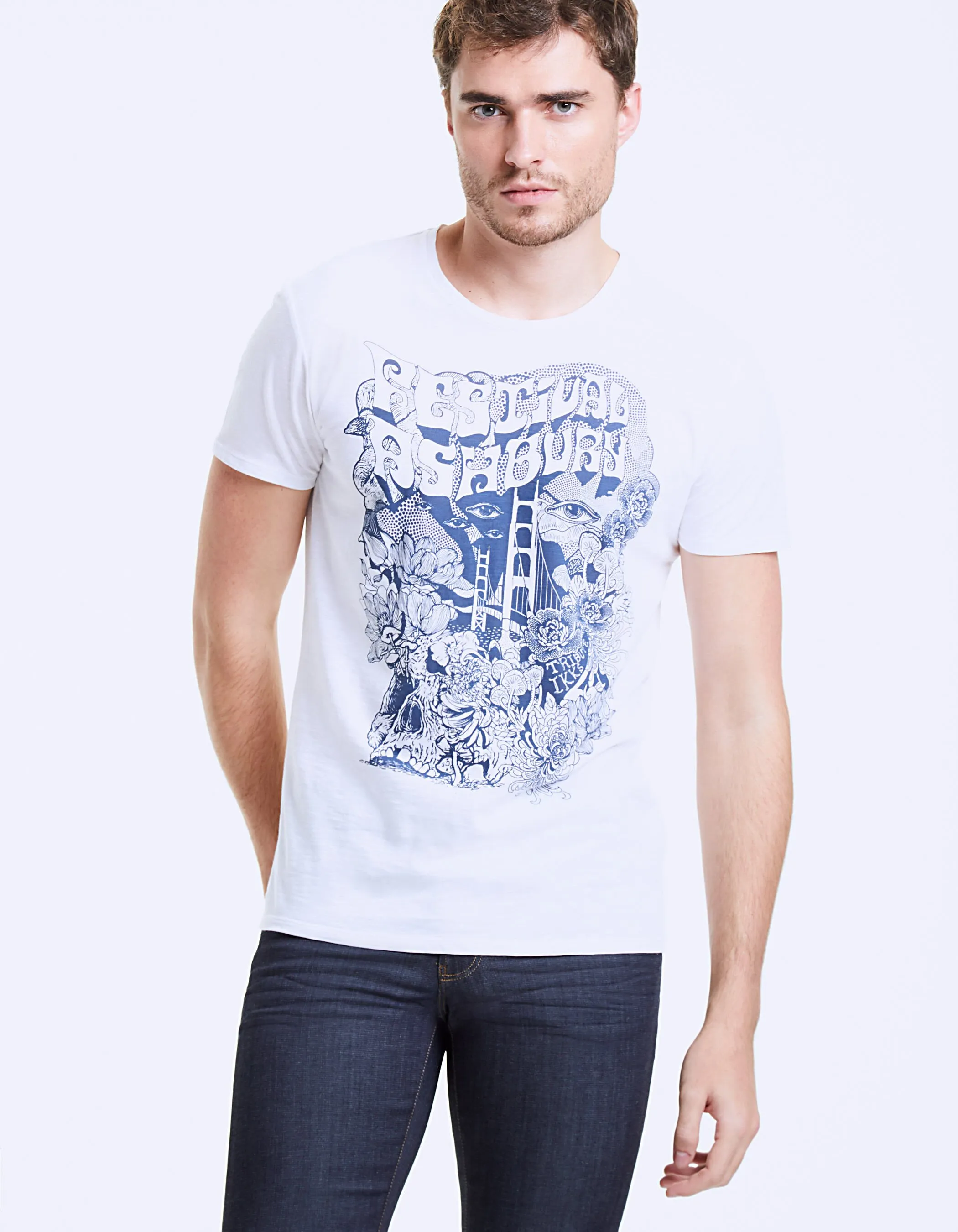 Tee-shirt blanc visuel Ashbury Homme