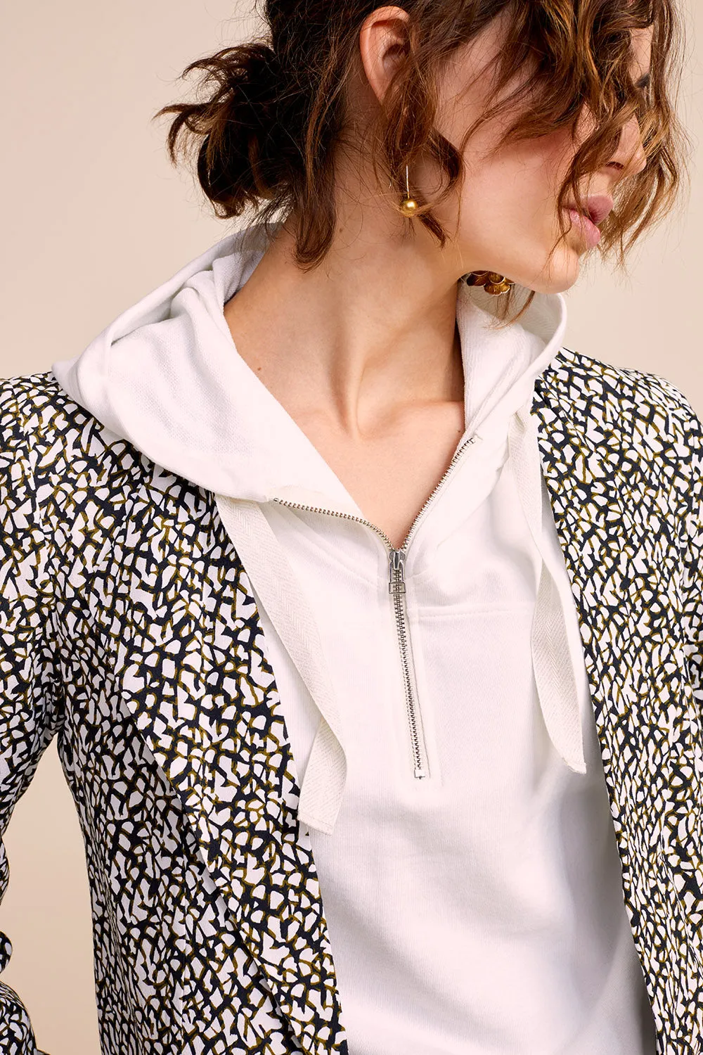 VANINA - Veste de costume carbone à imprimé graphique