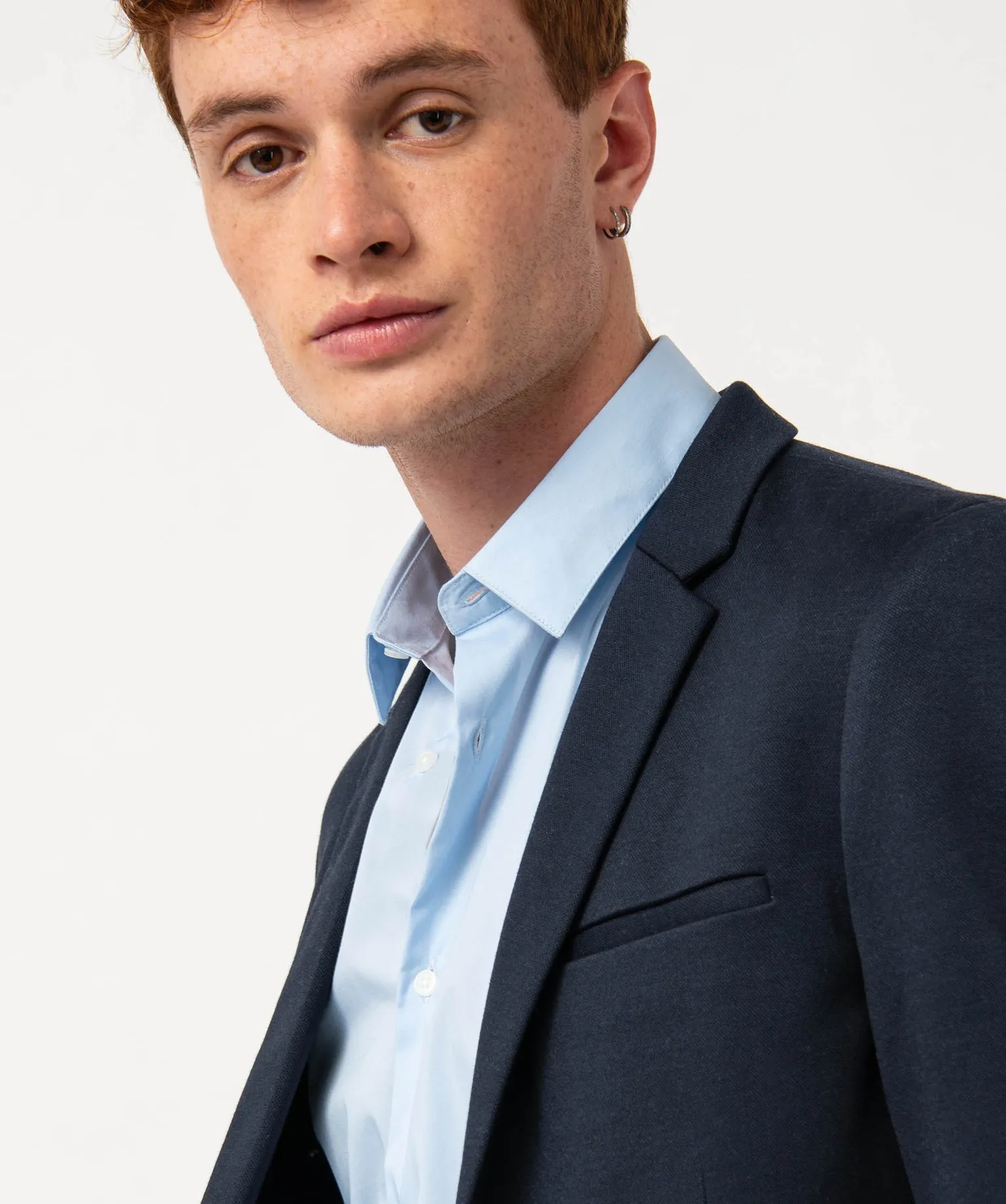 veste costume extensible avec poches plaquees homme bleu
