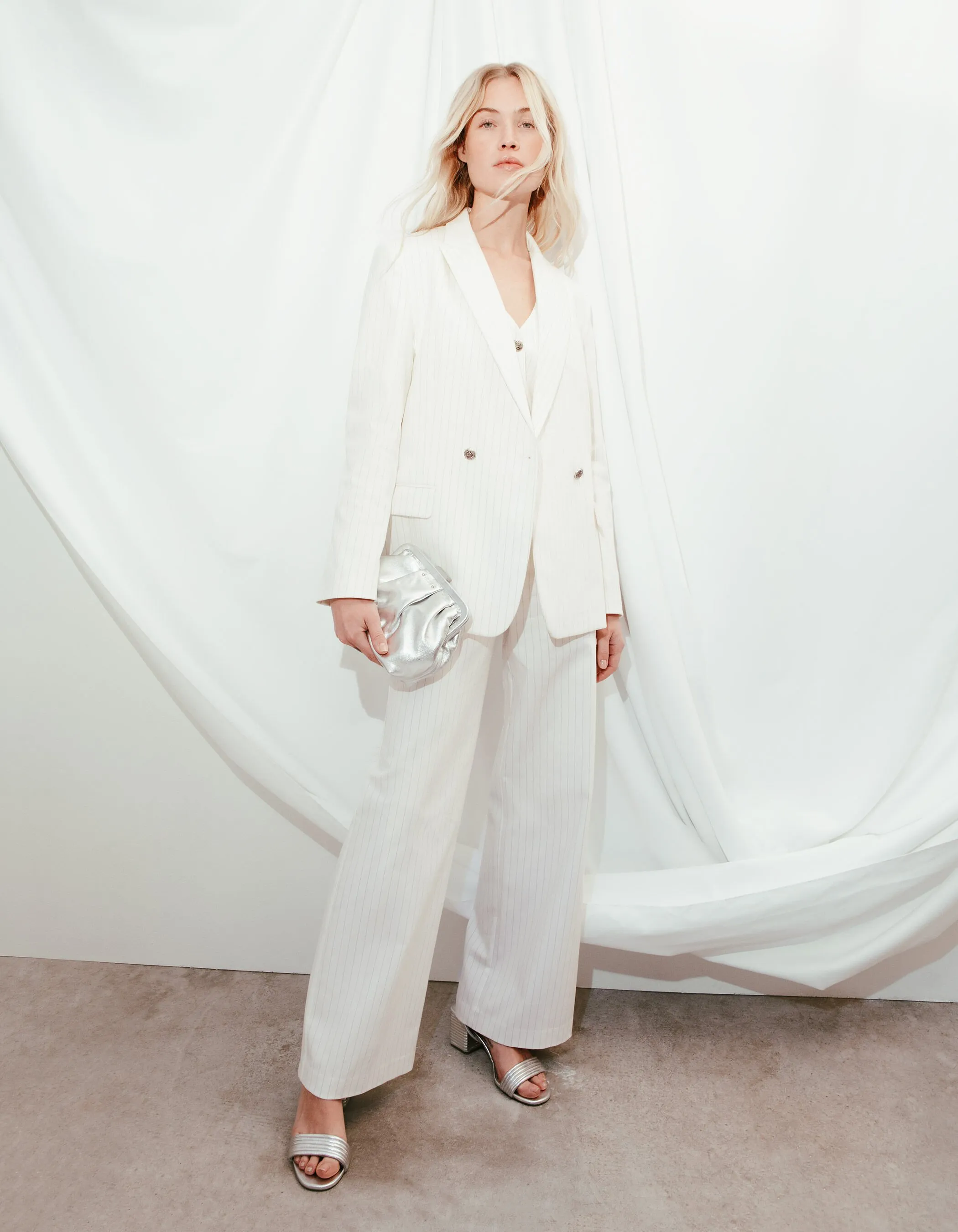 Veste de costume écrue rayures tennis Femme