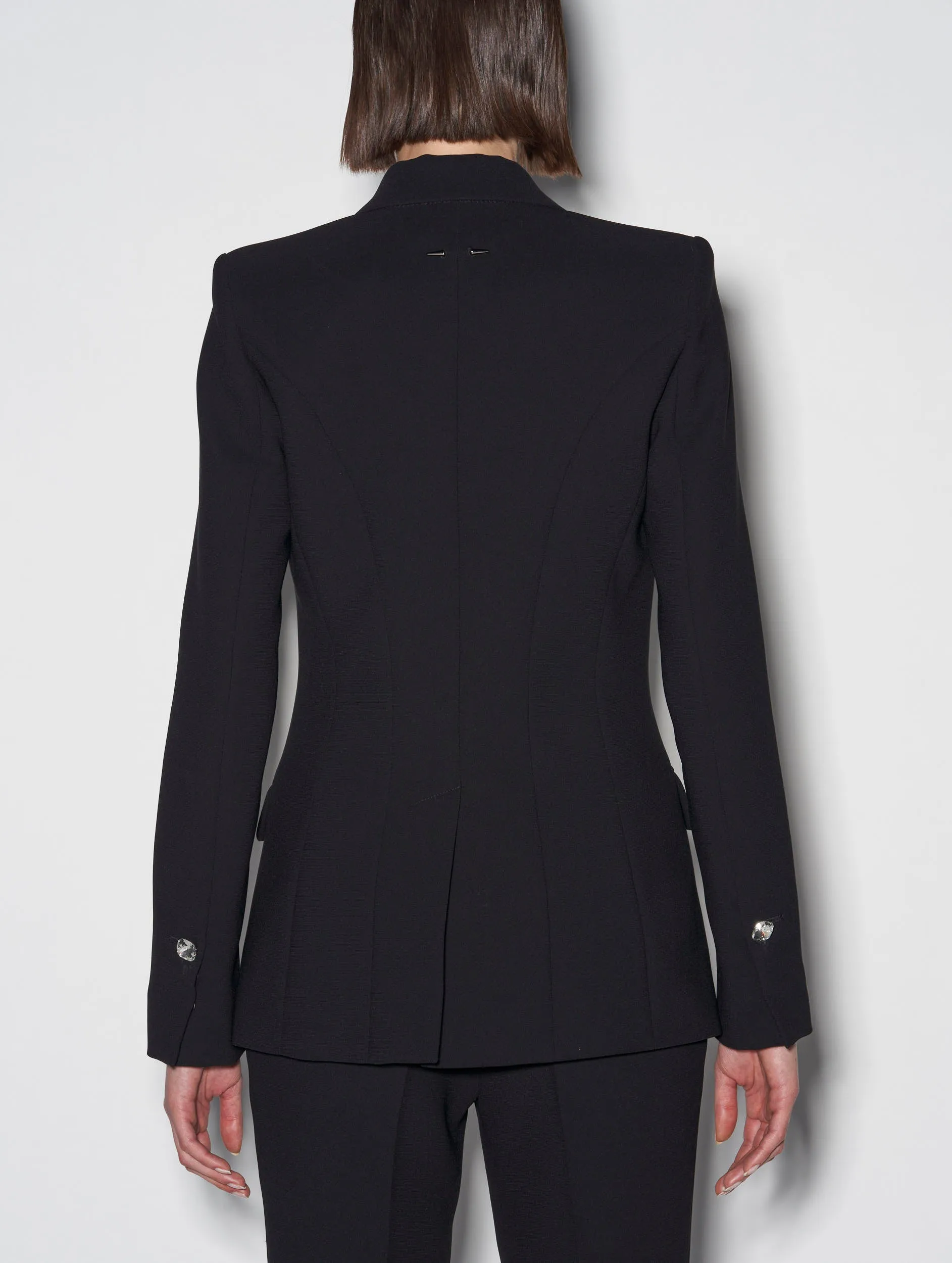 Veste de costume à manches zippées en crêpe noire